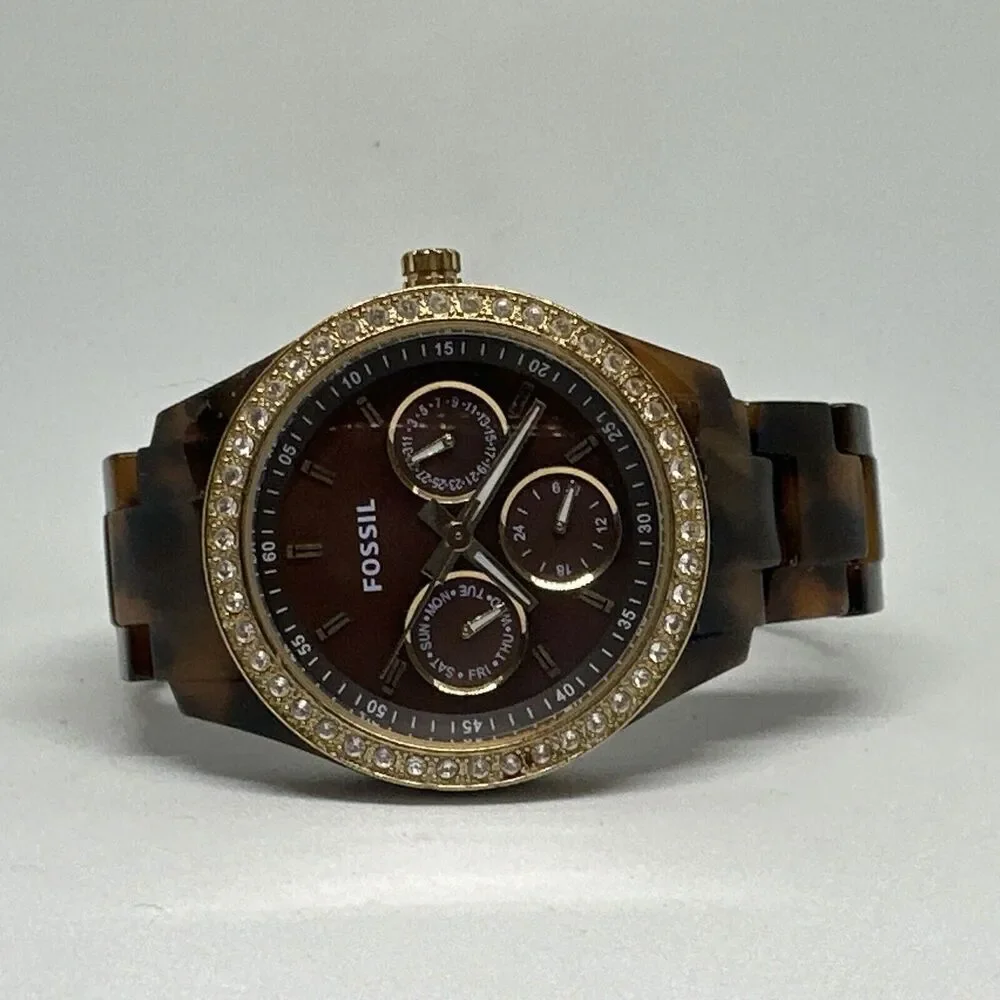 Fossil Stella ES2795 Women's Brown Resin Strap Analog Dial Quartz Watch HME370